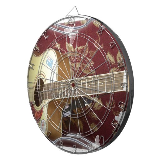 美しい美しいヴィンテージギターをアフリカのモチーフに ダーツボード (正面右)