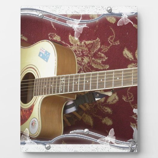 美しい美しいヴィンテージギターをアフリカのモチーフに フォトプラーク (正面)