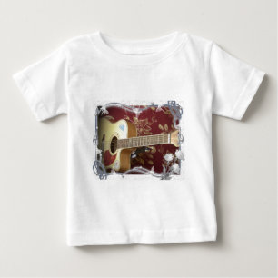 美しい美しいヴィンテージギターをアフリカのモチーフに ベビーTシャツ