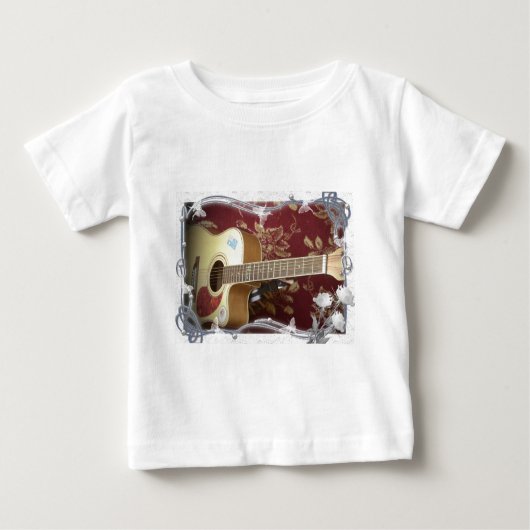 美しい美しいヴィンテージギターをアフリカのモチーフに ベビーTシャツ (正面)