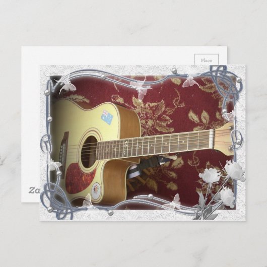 美しい美しいヴィンテージギターをアフリカのモチーフに ポストカード (正面/裏面)