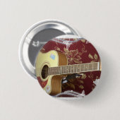 美しい美しいヴィンテージギターをアフリカのモチーフに 缶バッジ (正面&裏面)