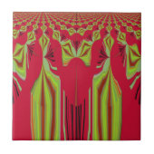 美しい美しい赤と黄色のアフリカの部族芸術 タイル (正面)