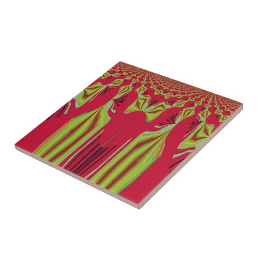 美しい美しい赤と黄色のアフリカの部族芸術 タイル (側面)