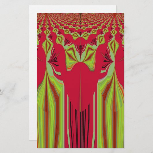 美しい美しい赤と黄色のアフリカの部族芸術 便箋 (正面/裏面)