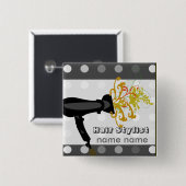 美しい美容師の美しいの毛のスパのサロン 缶バッジ (正面&裏面)