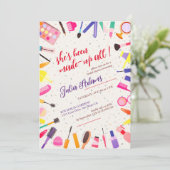 美しい美容用ヘアスタイルメイクアップブライダルシャワー 招待状 (スタンド正面)