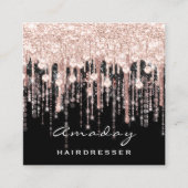 美しい美容院メイクアップアーティストバラブラックドリップ スクエア名刺 (正面)