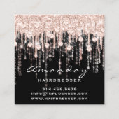 美しい美容院メイクアップアーティストバラブラックドリップ スクエア名刺 (裏面)