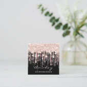 美しい美容院メイクアップアーティストバラブラックドリップ スクエア名刺 (スタンド正面)