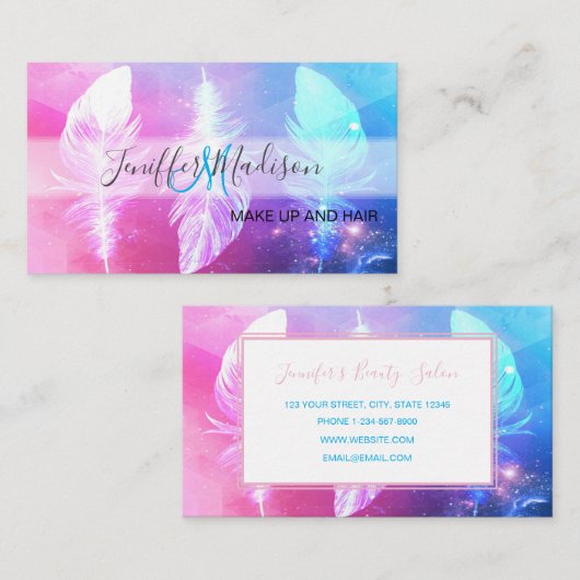 美しい羽が宇宙。 名刺 (正面/裏面)