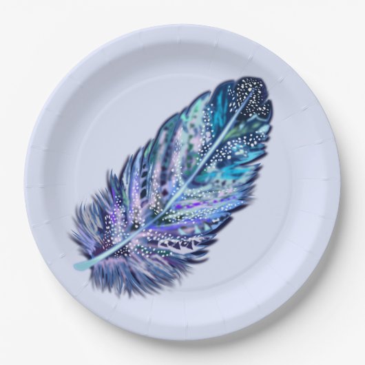 美しい羽の紙プレート – カスタマイズ可能 ペーパープレート (正面)