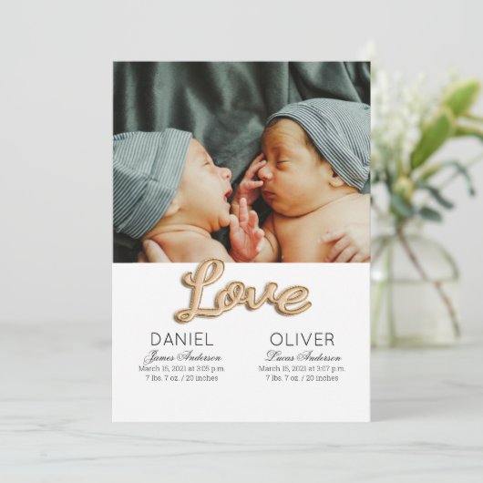 美しい羽の誕生の発表ツインズ 招待状 (スタンド正面)