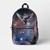 美しい翼のある宇宙飛行士と銀河系 プリントバックパック (正面)