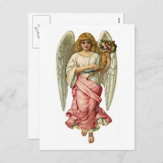 美しい翼を持つイースターエンジェル シーズンポストカード (正面/裏面)