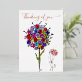 美しい考える花のグリーティングカード 箔招待状 (立ち正面)