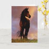 美しい考える馬のカード カード (黄色い花)