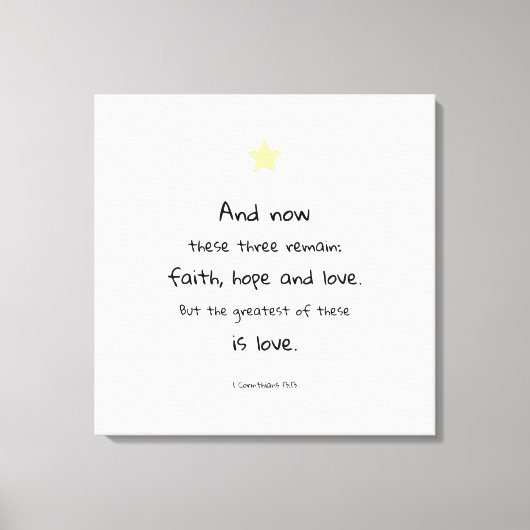 美しい聖なる書物、 経典バイブル引用文1コリント キャンバスプリント (正面)