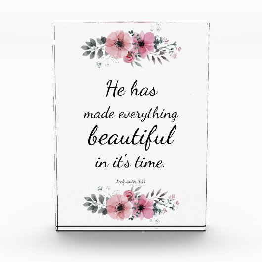 美しい聖書の詩引用文キリスト教 フォトブロック (正面)