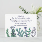 美しい聖書聖句ヨハネ3:16宗教復活祭 シーズンカード (スタンド正面)