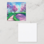 美しい背景かわいいロマンチックな絵を描風景 スクエア名刺 (正面/裏面)