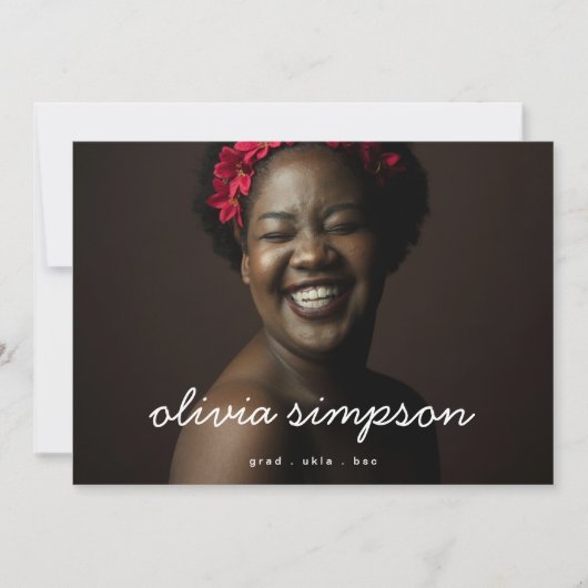 美しい脚本モダン卒業生2枚の写真 案内状 (正面)