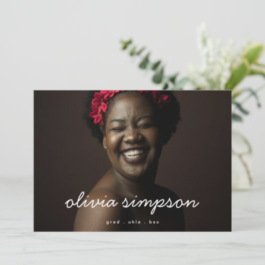 美しい脚本モダン卒業生2枚の写真 案内状 (スタンド正面)