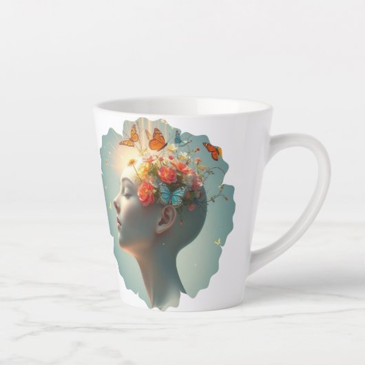 美しい脳の開花異なるレディーコーヒーマグ カフェラテマグ (右)