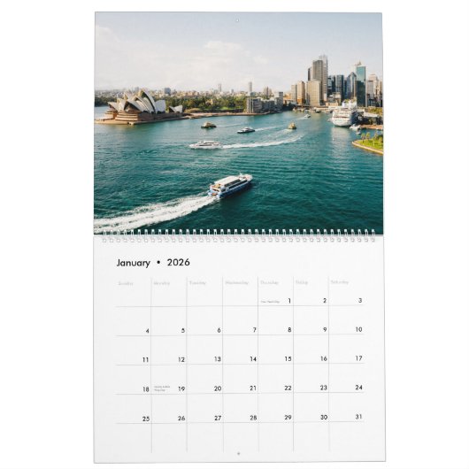 美しい自然とビーチと海波カバー カレンダー (1月 2026)