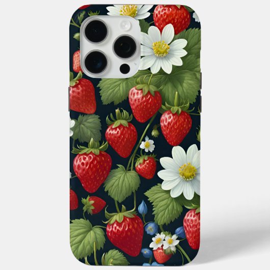 美しい自然のイチゴと花のパターン。 Case-Mate iPhoneケース (裏面)