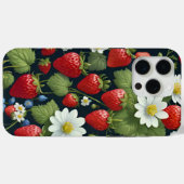 美しい自然のイチゴと花のパターン。 Case-Mate iPhoneケース (裏面 (横))