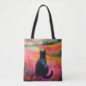 美しい自然の中の黒猫 トートバッグ (正面)