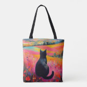 美しい自然の中の黒猫 トートバッグ (裏面)