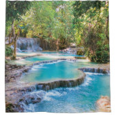 美しい自然の小さな森の滝 シャワーカーテン (正面)