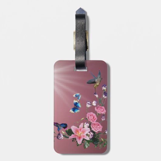 美しい自然の花のハチドリの荷物のラベル ラゲッジタグ (裏面縦)