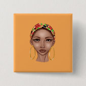 美しい自然の黒人女性 缶バッジ (正面)