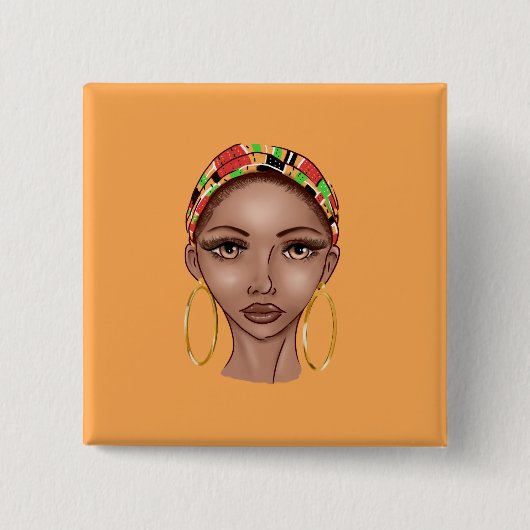 美しい自然の黒人女性 缶バッジ (正面)