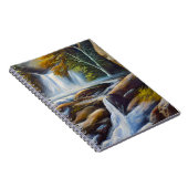 美しい自然ウォーターフォールドストリーム油絵 ノートブック (右側)