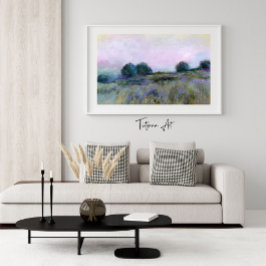 美しい自然ブルーパープルメドウランドスケープアート ポスター