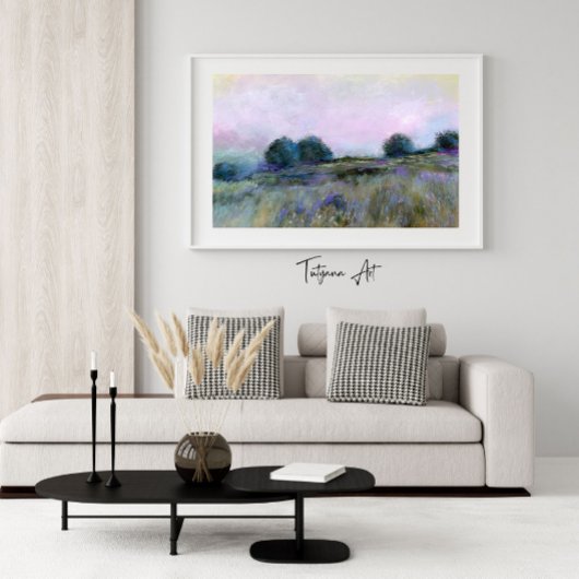 美しい自然ブルーパープルメドウランドスケープアート ポスター