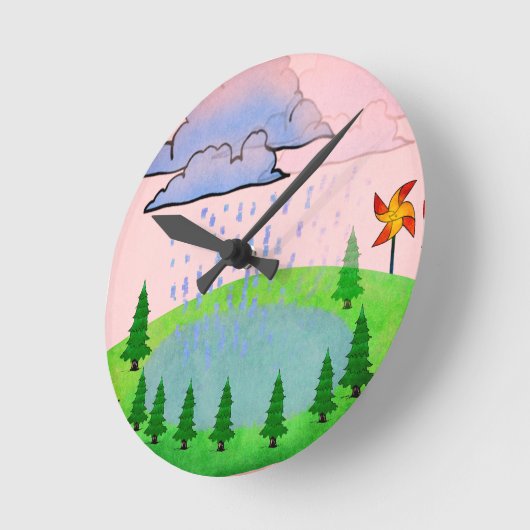 美しい自然 ラウンド壁時計 (傾斜)