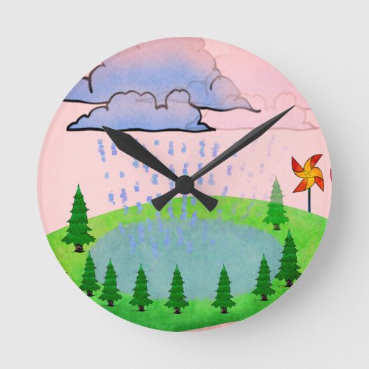 美しい自然 ラウンド壁時計 (正面)