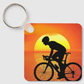 美しい自転車シルエットサンセットシカラフルーン キーホルダー (正面)