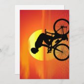 美しい自転車シルエットサンセットシカラフルーン シーズンカード (正面/裏面)