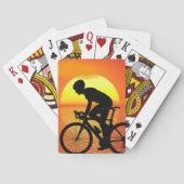 美しい自転車シルエットサンセットシカラフルーン トランプ (裏面)