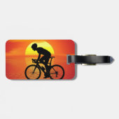 美しい自転車シルエットサンセットシカラフルーン ラゲッジタグ (裏面横)