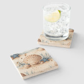 美しい航海の海素朴スタイリッシュ岸 ストーンコースター (横)