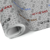 美しい良い日グレーレッドブルーマンダラ ラッピングペーパー (ロールコーナー)