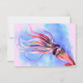 美しい色のイカ付き誕生日カード カード (裏面)