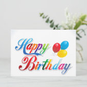 美しい色のハッピーバースデーバルーンカード 招待状 (スタンド正面)
